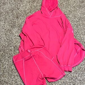 Bright Pink Hoodie and Shorts Set FP movement workout